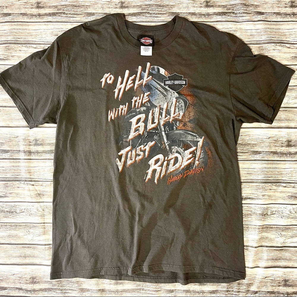 Rare Vintage Harley Davidson Shirt XL “To hell with the bull just ride” T Shirt